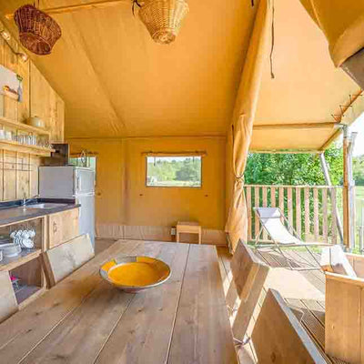 Luxury canvas glamping safari tent